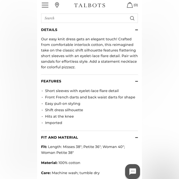 TALBOTS Eyelet Interlock Shift Dress - Picture 9 of 10